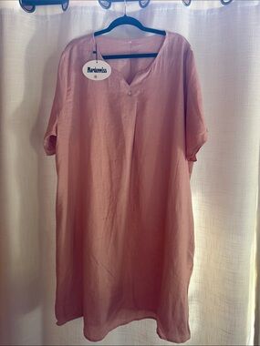 Blush Pink Linen Tunic Dress